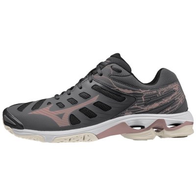 Zapatillas Para Voleibol Mizuno WAVE Voltage Mujer - Grises Oscuro / Rosas - Chile M789QKCNAD